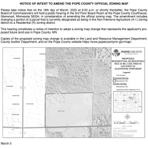 Notice Of Intent To Amend The Pope County Official Zoning Map Pope